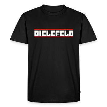 Bielefeld - Männer Premium Bio T-Shirt - Schwarz - Vorne - Nico (187cm)