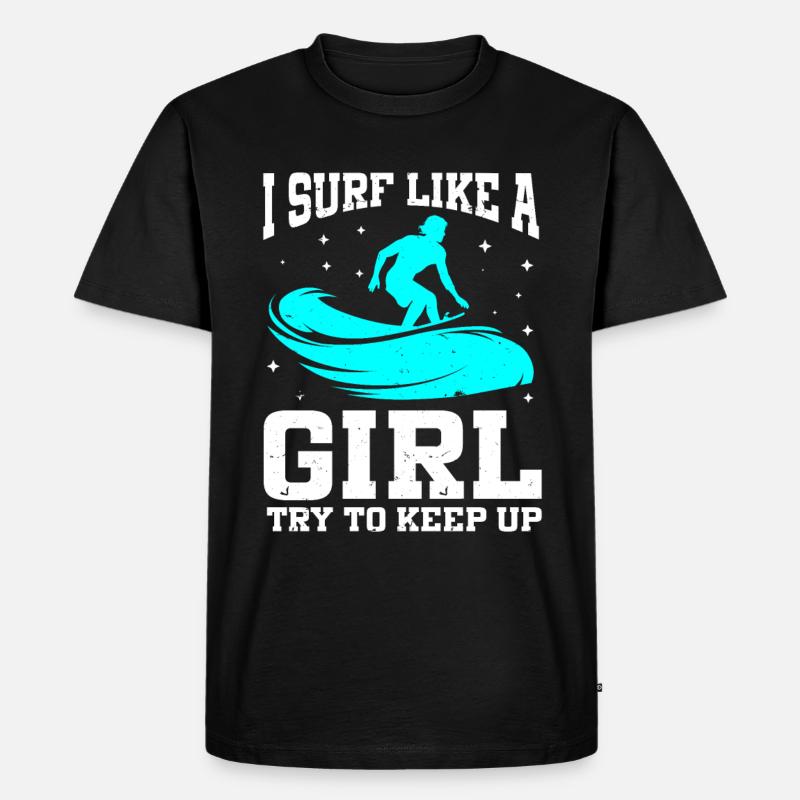 Surfender Surfer - Männer Premium Bio T-Shirt - Schwarz