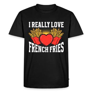 Fast food french fries - Men's Premium Organic T-Shirt - black - Front - Nico (187cm)