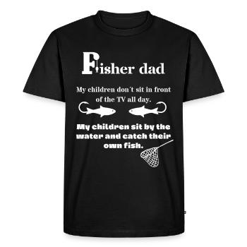 fisher dad - daddy fishing - going fishing - dad - Men's Premium Organic T-Shirt - black - Front - Nico (187cm)