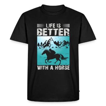 Amoureux des chevaux Équitation équestre - T-shirt Premium bio Homme - noir - Devant - Nico (187cm)
