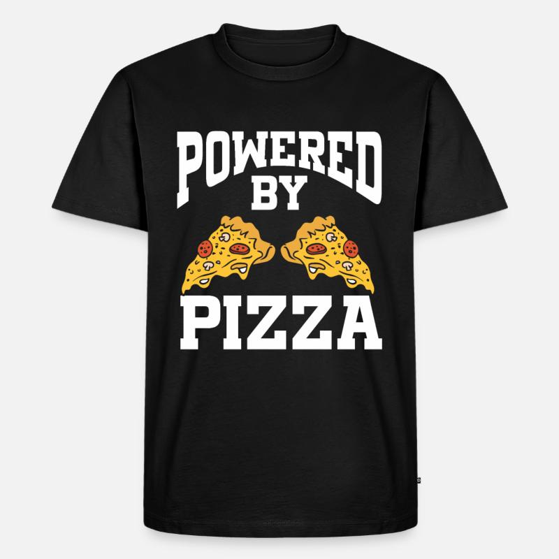 Powered By Pizza - Männer Premium Bio T-Shirt - Schwarz