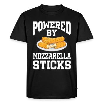 Powered By Mozzarella Sticks - Men's Premium Organic T-Shirt - black - Front - Nico (187cm)
