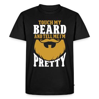 Citation de barbe, Touche ma barbe et dis-moi que je suis jolie - T-shirt Premium bio Homme - noir - Devant - Nico (187cm)