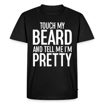 Citation de barbe, Touche ma barbe et dis-moi que je suis jolie - T-shirt Premium bio Homme - noir - Devant - Nico (187cm)