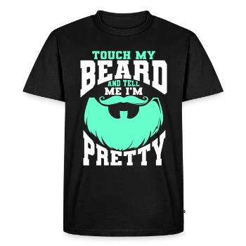 Citation de barbe, Touche ma barbe et dis-moi que je suis jolie - T-shirt Premium bio Homme - noir - Devant - Nico (187cm)