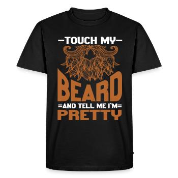 Citation de barbe, Touche ma barbe et dis-moi que je suis jolie - T-shirt Premium bio Homme - noir - Devant - Nico (187cm)
