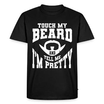Citation de barbe, Touche ma barbe et dis-moi que je suis jolie - T-shirt Premium bio Homme - noir - Devant - Nico (187cm)