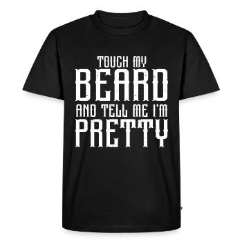 Citation de barbe, Touche ma barbe et dis-moi que je suis jolie - T-shirt Premium bio Homme - noir - Devant - Nico (187cm)
