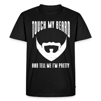 Citation de barbe, Touche ma barbe et dis-moi que je suis jolie - T-shirt Premium bio Homme - noir - Devant - Nico (187cm)