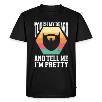 Citation de barbe, Touche ma barbe et dis-moi que je suis jolie - T-shirt Premium bio Homme - noir - Devant - Nico (187cm)