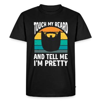 Citation de barbe, Touche ma barbe et dis-moi que je suis jolie - T-shirt Premium bio Homme - noir - Devant - Nico (187cm)