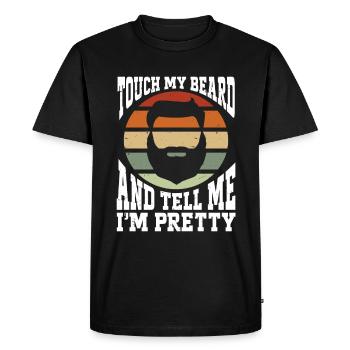 Citation de barbe, Touche ma barbe et dis-moi que je suis jolie - T-shirt Premium bio Homme - noir - Devant - Nico (187cm)