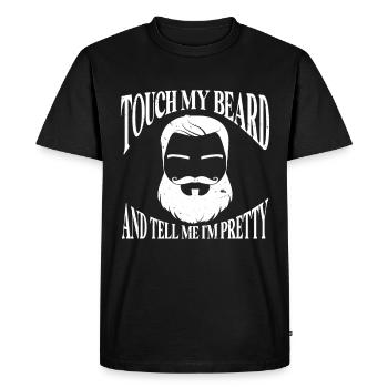 Citation de barbe, Touche ma barbe et dis-moi que je suis jolie - T-shirt Premium bio Homme - noir - Devant - Nico (187cm)