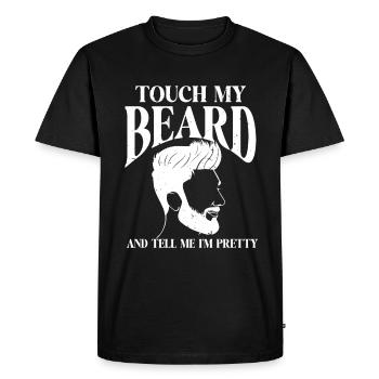 Citation de barbe, Touche ma barbe et dis-moi que je suis jolie - T-shirt Premium bio Homme - noir - Devant - Nico (187cm)