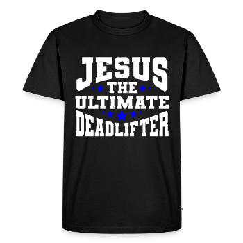 Jesus Ultimate Deadlifter Workout Gymnase chrétien - T-shirt Premium bio Homme - noir - Devant - Nico (187cm)