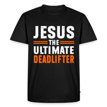 Jesus Ultimate Deadlifter Workout Gymnase chrétien - T-shirt Premium bio Homme - noir - Devant - Nico (187cm)