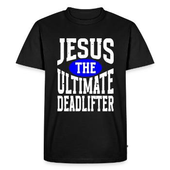 Jesus Ultimate Deadlifter Workout Gymnase chrétien - T-shirt Premium bio Homme - noir - Devant - Nico (187cm)