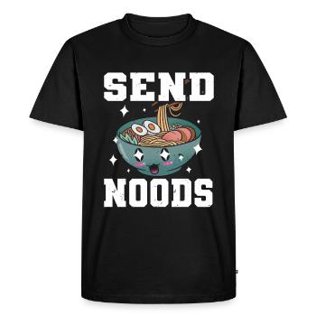 Send Noods Funny Japanese Ramen Noodle - Men's Premium Organic T-Shirt - black - Front - Nico (187cm)