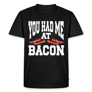 Tu m’as eu au bacon - T-shirt Premium bio Homme - noir - Devant - Nico (187cm)