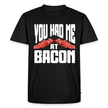 Tu m’as eu au bacon - T-shirt Premium bio Homme - noir - Devant - Nico (187cm)