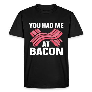 Tu m’as eu au bacon - T-shirt Premium bio Homme - noir - Devant - Nico (187cm)