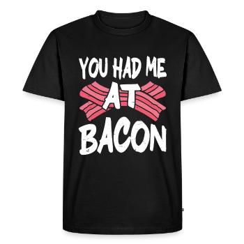 Tu m’as eu au bacon - T-shirt Premium bio Homme - noir - Devant - Nico (187cm)