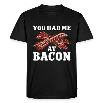 Tu m’as eu au bacon - T-shirt Premium bio Homme - noir - Devant - Nico (187cm)