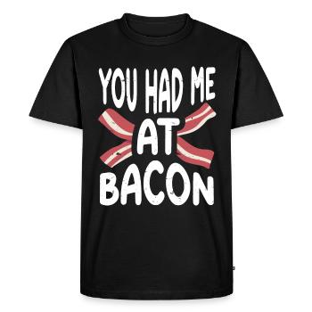 Tu m’as eu au bacon - T-shirt Premium bio Homme - noir - Devant - Nico (187cm)
