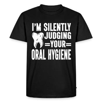 Dentiste Dentaire - T-shirt Premium bio Homme - noir - Devant - Nico (187cm)