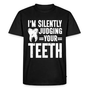 Dentiste Dentaire - T-shirt Premium bio Homme - noir - Devant - Nico (187cm)