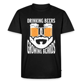 Drinking Beers And Growing Beards, Funny Beard - Men's Premium Organic T-Shirt - black - Front - Nico (187cm)