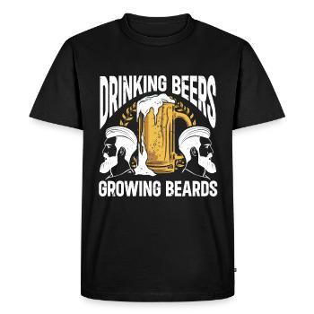 Drinking Beers And Growing Beards, Funny Beard - Men's Premium Organic T-Shirt - black - Front - Nico (187cm)