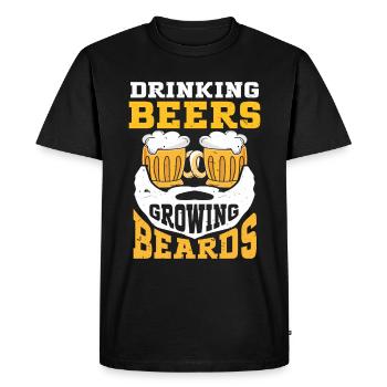Drinking Beers And Growing Beards, Funny Beard - Men's Premium Organic T-Shirt - black - Front - Nico (187cm)