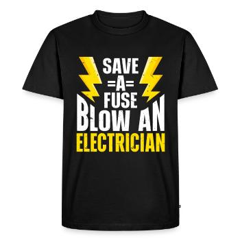 Electrician - Men's Premium Organic T-Shirt - black - Front - Nico (187cm)