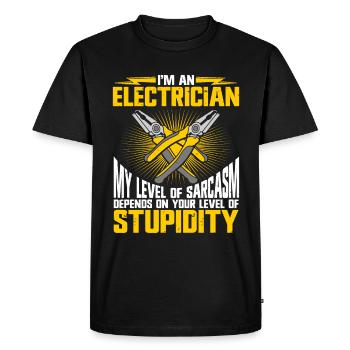 Electrician - Men's Premium Organic T-Shirt - black - Front - Nico (187cm)