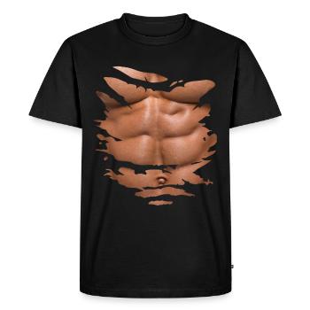 Chest Six Pack Abs Out of Ripped - Men's Premium Organic T-Shirt - black - Front - Nico (187cm)