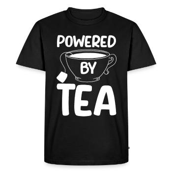 Tea Lover Tea Drinker Quotes Powered By Tea - Men's Premium Organic T-Shirt - black - Front - Nico (187cm)