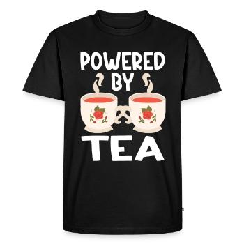 Tea Lover Tea Drinker Quotes Powered By Tea - Men's Premium Organic T-Shirt - black - Front - Nico (187cm)