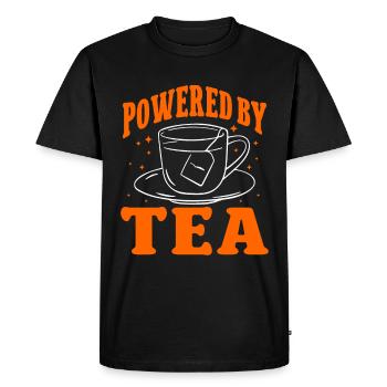 Tea Lover Tea Drinker Quotes Powered By Tea - Men's Premium Organic T-Shirt - black - Front - Nico (187cm)