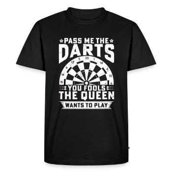 Joueur de fléchettes Steeldart Funny Dart 180 fléchettes - T-shirt Premium bio Homme - noir - Devant - Nico (187cm)