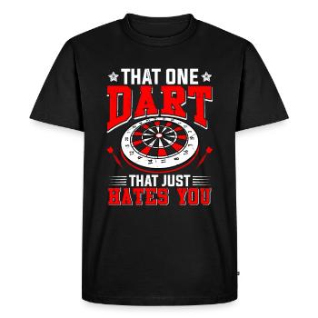 Joueur de fléchettes Steeldart Funny Dart 180 fléchettes - T-shirt Premium bio Homme - noir - Devant - Nico (187cm)