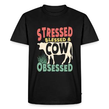 Vache Fermier Drôle Élevage Vaches Ferme Animale - T-shirt Premium bio Homme - noir - Devant - Nico (187cm)