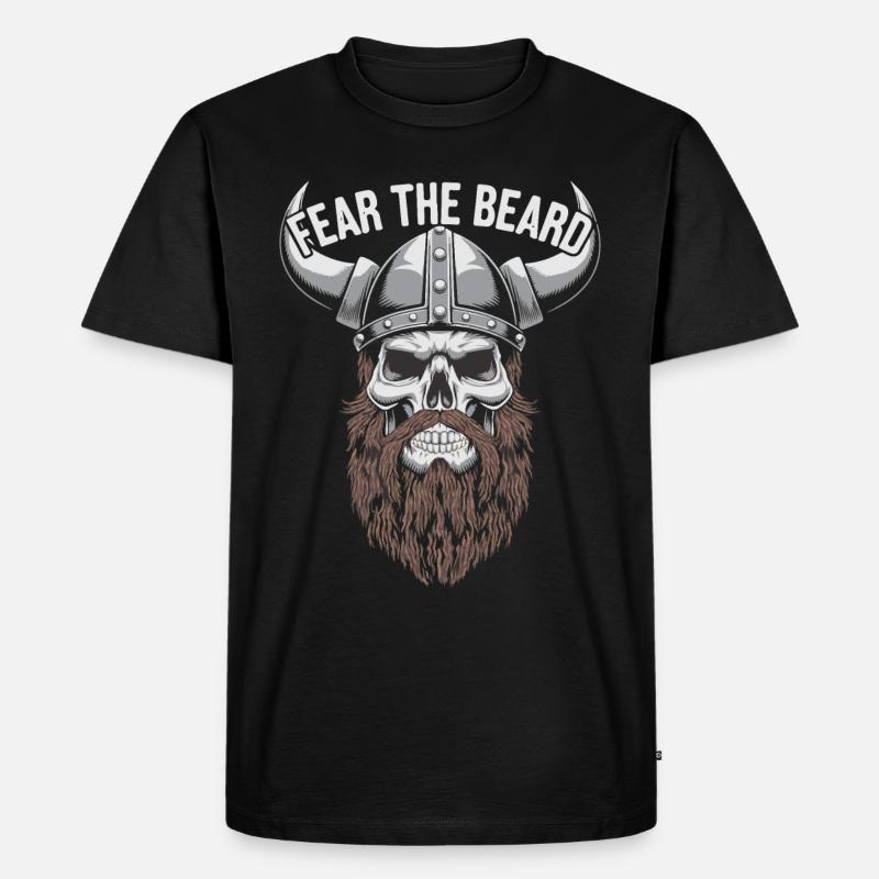 Fear the beard Wikinger Geschenkidee - Männer Premium Bio T-Shirt - Schwarz
