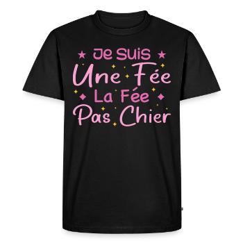Je Suis Une Fée La Fée Pas Chier - T-shirt Premium bio Homme - noir - Devant - Nico (187cm)