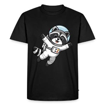 Astro Racoon - Astronaute de l’espace - T-shirt Premium bio Homme - noir - Devant - Nico (187cm)