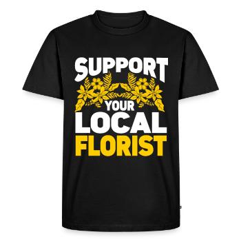 Fleuriste Fleur Florale Fleuristerie - T-shirt Premium bio Homme - noir - Devant - Nico (187cm)