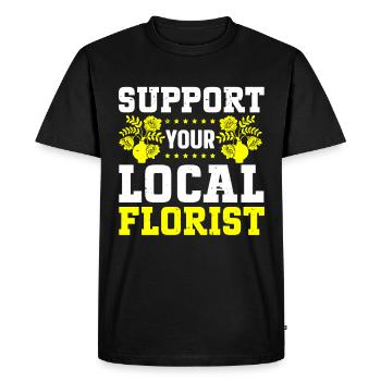 Fleuriste Fleur Florale Fleuristerie - T-shirt Premium bio Homme - noir - Devant - Nico (187cm)