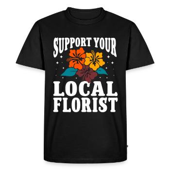 Fleuriste Fleur Florale Fleuristerie - T-shirt Premium bio Homme - noir - Devant - Nico (187cm)