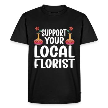 Fleuriste Fleur Florale Fleuristerie - T-shirt Premium bio Homme - noir - Devant - Nico (187cm)